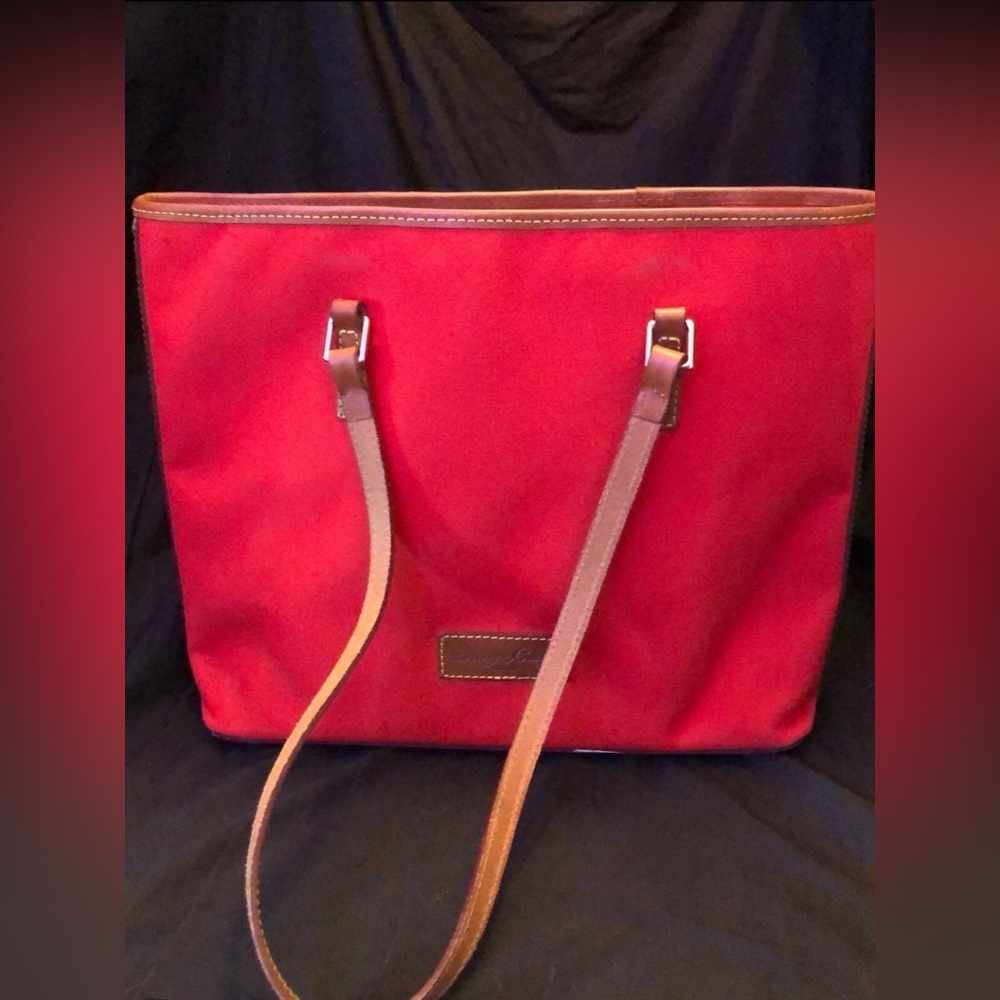 Dooney & Bourke Red Tan Canvas Leather Whitney Tote SHOPPER Bag